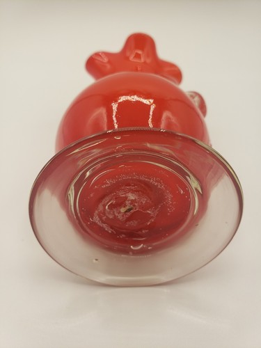 Vintage Vase HAND BLOWN CASED GLASS HOBNAIL w HANDLES Ruffled Rim, Red 5.75" - Picture 6 of 8