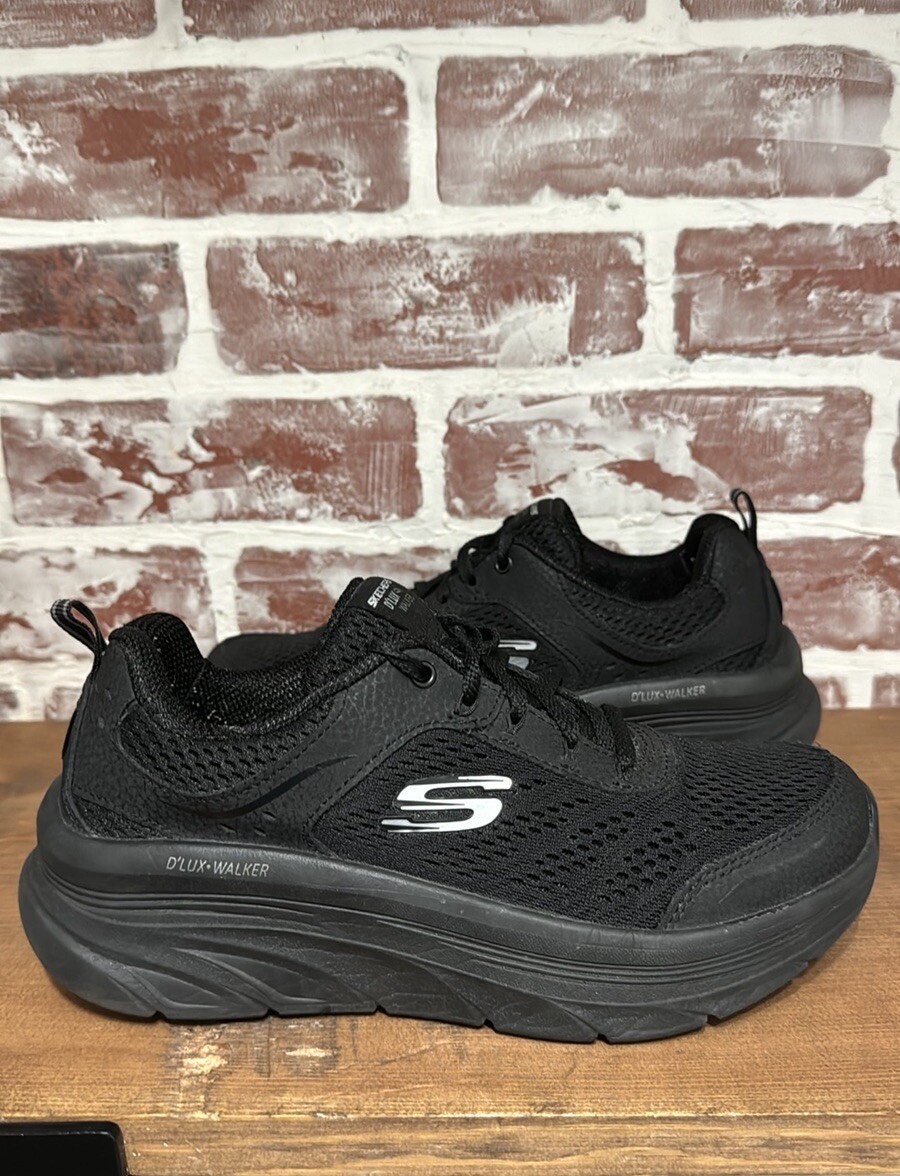 Womens Skechers D'Lux Walker Shoes Size 7 149023 All Black Relax