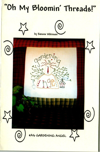 Gardening Angel Pillow Stitchery Pattern Primitive Embroidery Branches Birdhouse - Picture 2 of 3