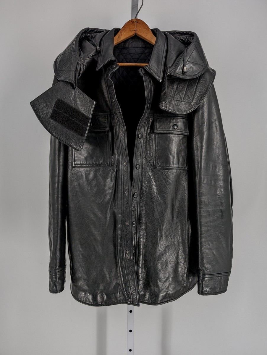Givenchy FW 2010 Black Leather Hooded Jacket Ricardo Tisci Givenchy FW 2010 Black Leather Hooded Jacket Ricardo Tisci