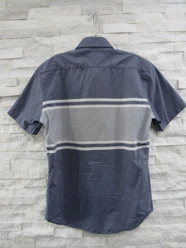 Saks Fifth Avenue Chambray Blue White Stripe Cotton Button Short Sleeve Shirt S - Picture 4 of 4