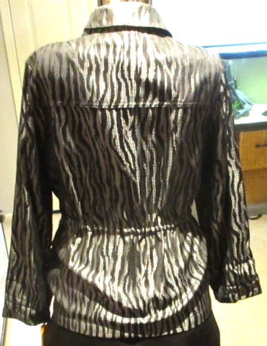 Ruby Rd. Women's Size 6 Black & Silver 6 Snap Closure w Drawstrings Jacket NWT - Picture 3 of 14