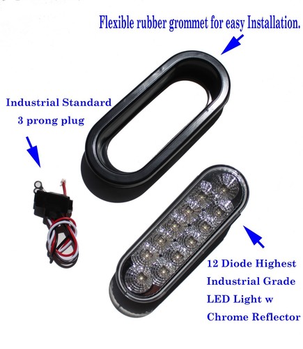 Bright WHITE Oval Back-up Reverse Fog LED Light Clear Grommet Plug TRUCK TRAILER - Foto 3 di 8