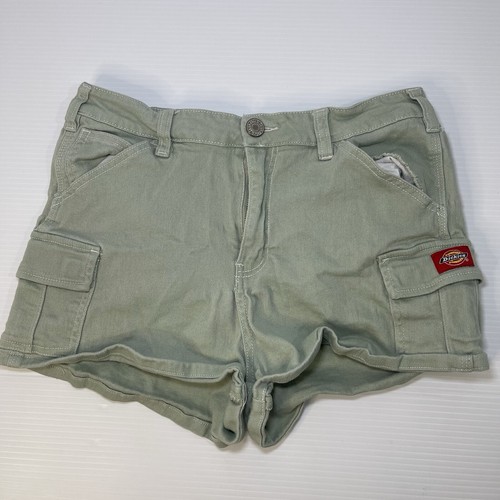 Dickies Girls Green High-rise Cargo Shorts Mini Y2k Style Juniors Size 11/30 - Picture 1 of 13