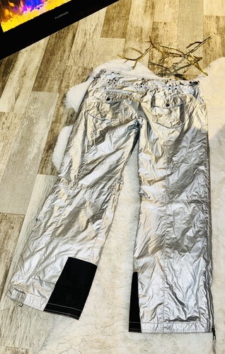 Pantaloni da sci neve isolati SKEA Cargo in argento metallizzato taglia 10 $458 - Foto 9 di 18