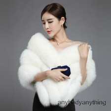 Vintage Bridal Wedding White Fox Fur Shawl Wrap Stole Poncho Bridal Cape Custom