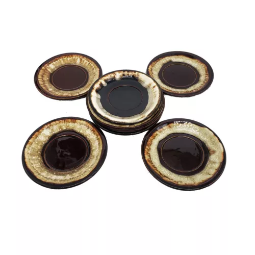 Vintage Lot  Pfaltzgraff Brown Drip Glaze Plates