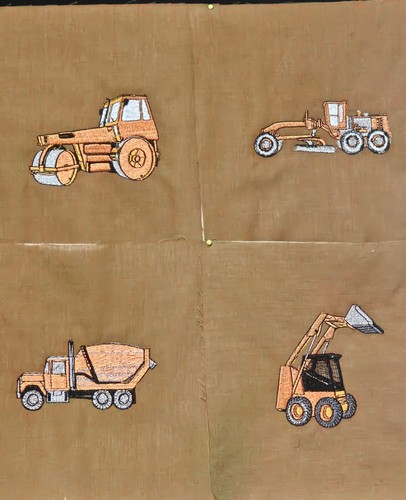 Embroidered Quilt Block 10-Construction Vehicles - Picture 3 of 7