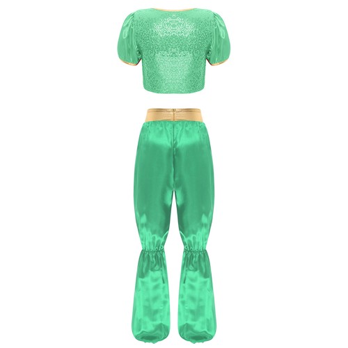Women Dress Up Square Neck Crop Top With Pants Rave Shirt And Trousers Fancy - Bild 12 von 32