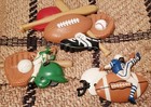 Vintage Burwood Football & Baseball Sports Wall Decor 3pc Set Plastic