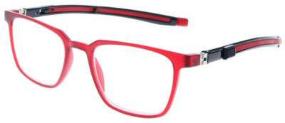 COSMO - Praktische Kunststoff - Lesebrille in Rot mit ausziehbaren Bügelenden