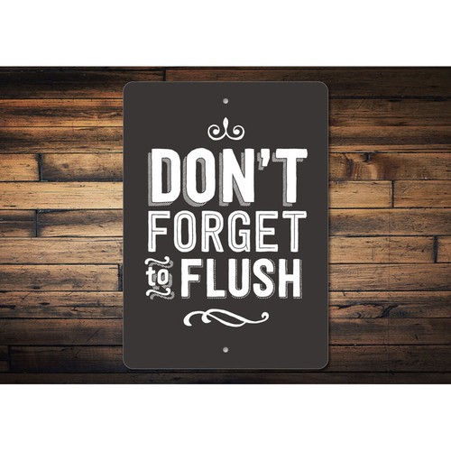 Flush Sign, Funny Bathroom Sign, Don't Forget to Flush Metal Wall Decor - 第 2/4 張圖片