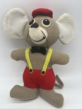 Dakin Dream Pets Vintage Gray Mouse Plush Red Hat 1977
