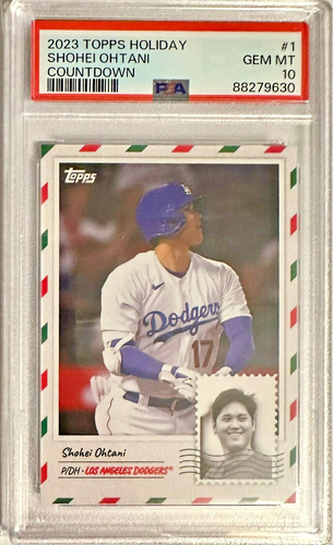 2023 Topps Holiday #1 Shohei Ohtani COUNTDOWN PSA 10 GEM-MT LA Dodgers - Zdjęcie 5 z 8