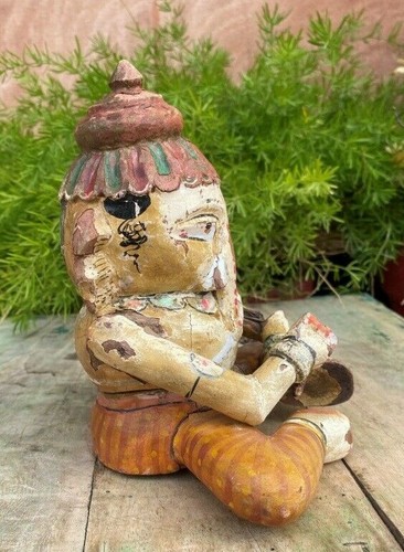Estatuilla decorativa vintage hecha a mano de angustia pintada Lord Ganesha estatua - Imagen 6 de 8