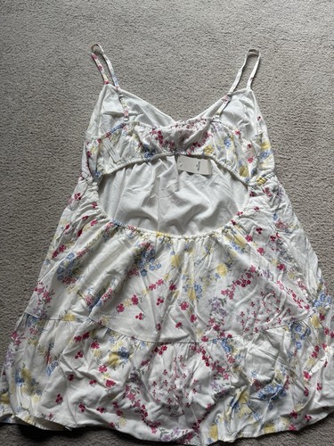 Hollister Cloud bianco floreale babydoll mini abito scollo a V spaghetti spalline XXL P - Foto 6 di 9