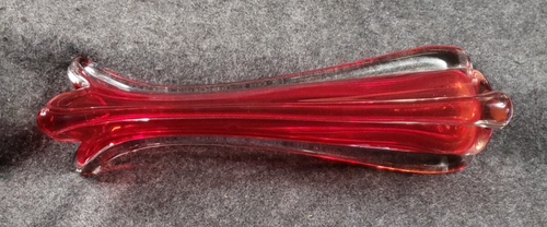 12" MURANO swung Glass Vase RUBY RED/ Clear 3 Finger ...............(DS2D3) - Picture 6 of 12