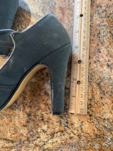 Vintage 50er Jahre Galliano maßgeschneiderte Schuhe Marineblau Mary Jane Peep Toe High Heel Schuhe - Bild 9 von 11