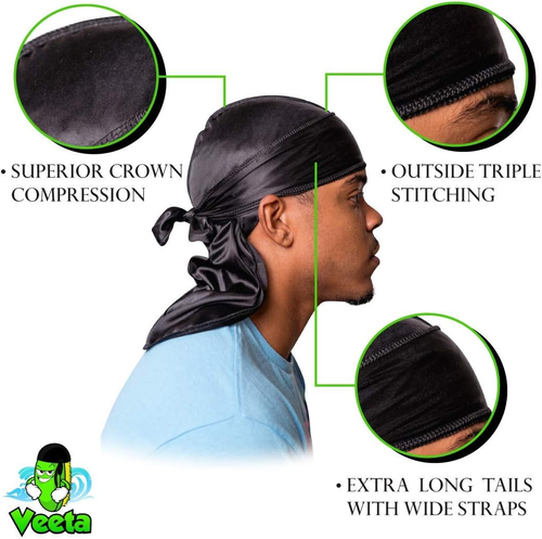 Superior Silk Durag - Smooth Silk Durag for Men & Women, Long Double Wide Str... - Picture 3 of 6
