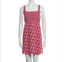 Diane Von Furstenberg Target Mini Dress 0 Red Pink 90's Shift Modern Geo Retro