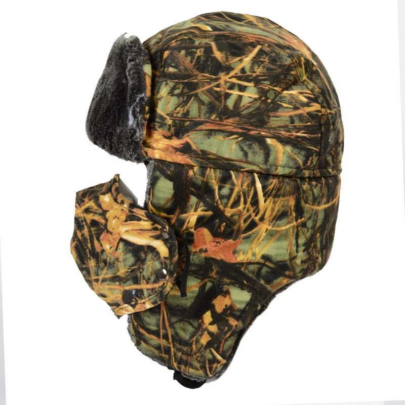 Winter Camo Lei Feng Hat Thickened Combat Riding Ear Warmer Cap Face Mask - Image 2 of 4