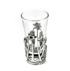 Welsh Daffodil - Solid Pewter Shot Glass Holder and Glass - New Unused Ex- Stock
