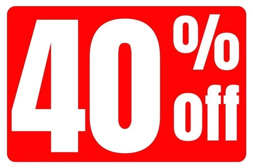 40% di sconto insegna informativa da banco vendita commerciale | plastica | 12"w x 8"h - Foto 1 di 2