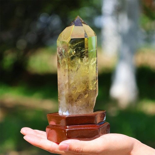 1.69LB Natural Citrine Quartz Crystal Obelisk Specimen Reiki Crystal Wand point - Picture 3 of 10