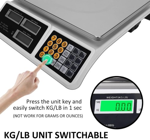 Digitale kommerzielle Preiswaage 88lb/40kg Preisrechenwaage Lebensmittelprodukte C... - Bild 5 von 6