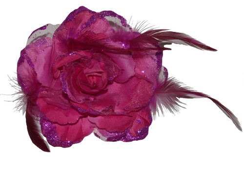 Ansteckblume Haarschmuck mit Federn Haarblume Ansteckblüte Glitzer Hochzeit - Picture 26 of 52