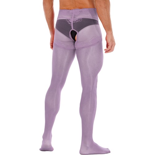Collant uomo lingerie aperto all'uncinetto collant lucido senza cavallo calze pizzo - Foto 62 di 76