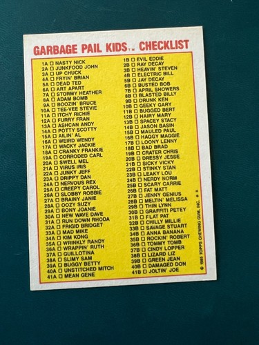Garbage Pail Kids Series 1 1985 completa tu conjunto GPK 1ª selección de U OS1 mate *NL* - Imagen 370 de 482