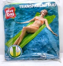 2018 Play Day Transparent Swimming Pool Mat Float Raft Green Adults NOS (Z26C)