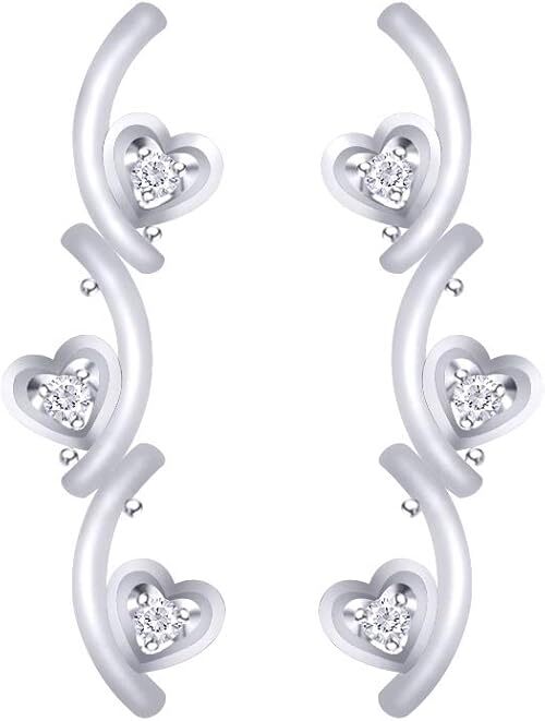 Sparkling Round CZ Heart Stud Earrings in 925 Sterling Silver