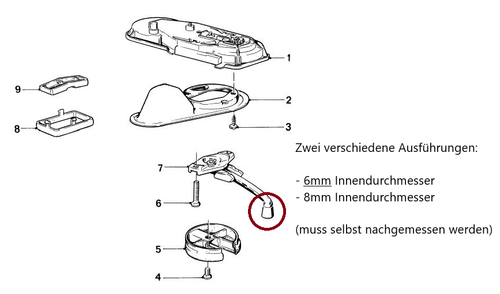 Schiebedach Kurbel Drehknauf Knopf für BMW E12/E21/E23/E24/E28/E30/E36 (6mm) - Bild 3 von 7
