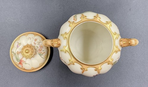 RARE ROYAL WORCESTER HANDPAINTED GILDED COVERED SUGAR & CREAMER SET #1466 - Picture 6 of 11