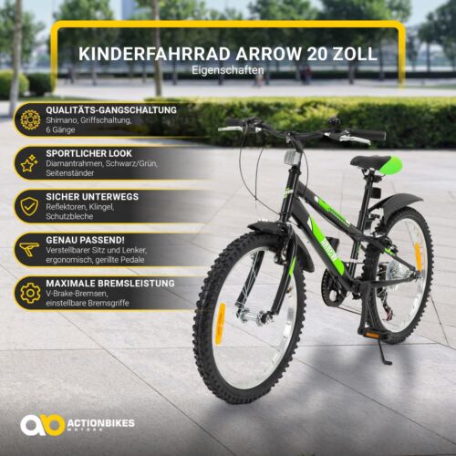 Kinderfahrrad Kinder Fahrrad Kinderrad 6-Gang Schaltung Schwarz Shimano 20 Zoll - Bild 2 von 12