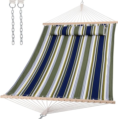 Comfortable Two-Person Hammock with Non-Fading Colors and Hardwood Spreader Bar - Picture 3 of 9