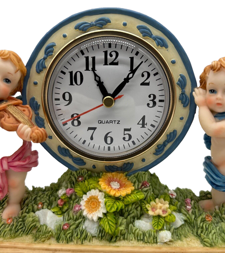 Nuevo Lindo 6”x9” Querubín/Ángeles con Violín y Flores Mesa/Escritorio/Reloj de Estante - Imagen 2 de 8