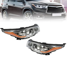 For 2014 2015 2016 Toyota Highlander Halogen Headlights Assembly Headlamps Pair