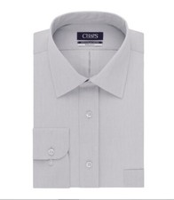 Chaps Men's Regular-Fit Stretch-Collar Wrinkle-Free Dress Shirt Grey Long Sleeve