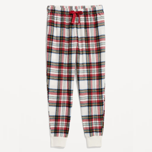 O.N. Pijama jogger de franela de algodón para mujer pantalones de salón blanco rojo tartán a cuadros XXL - Imagen 1 de 3