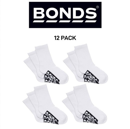 Bonds Kids Cushioned Crew Cushioned Smooth Toe Seams Socks 12 Pack RXUY3N - Picture 1 of 2