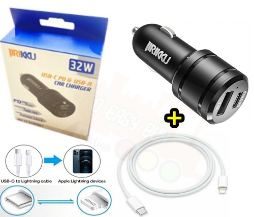 PD 32W Car Charger USB-C Dual Ports Fast Charging Adapter Kit For iPhone Samsung - Picture 10 of 13