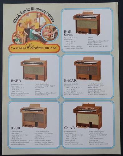 Brochure publicitaire orgue YAMAHA ELECTONE B5BR B20R E3 D3 organ adversiting - Afbeelding 1 van 2