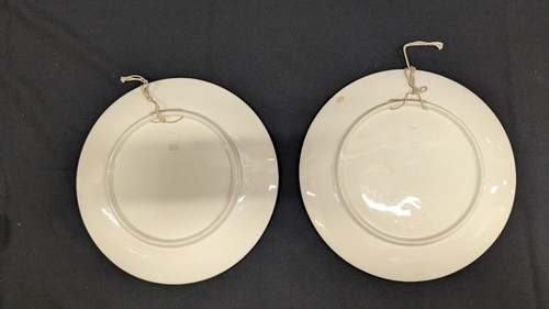 Vintage Majolica Relief Ceramic Wall Hanging Plate Victorian Winter Lot of 2 Pl - Picture 9 of 9