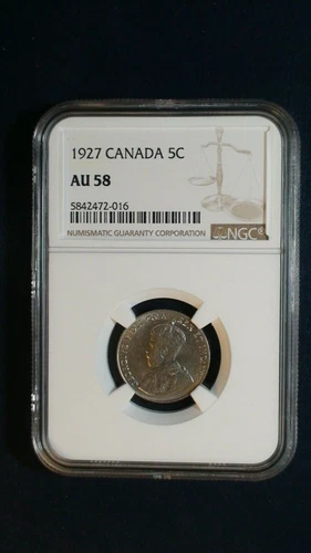 1927 Canada Nickel NGC AU58 ABOUT UNCIRCULATED 5C Coin PRICED TO SELL RIGHT NOW!