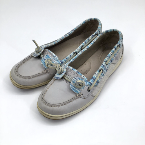Women's Sperry Topsider Boat Shoes 8.5 Loafers Angelfish Rafia Slip On Blue Gray - Picture 2 of 14