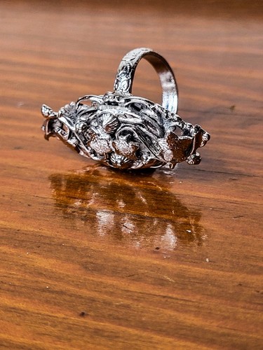 Vintage Art Nouveau Silver Filigree Vined Flower Ring Sized 6 - Picture 3 of 6