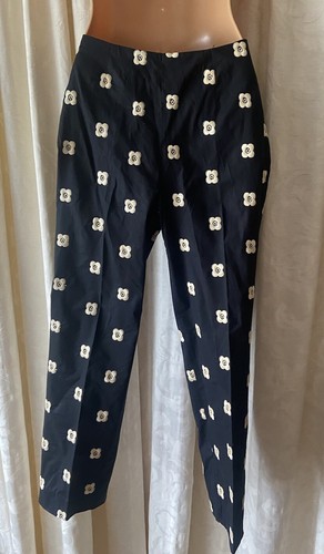 Bernard Zins Paris Women Black Cotton Blend Embroidered Pants Size 4 - Picture 4 of 16